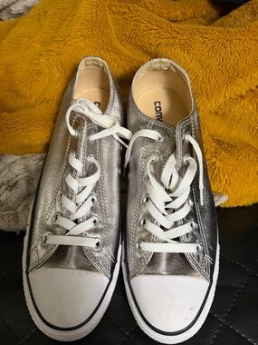 Converse Metallic Silver Low Top Sneakers